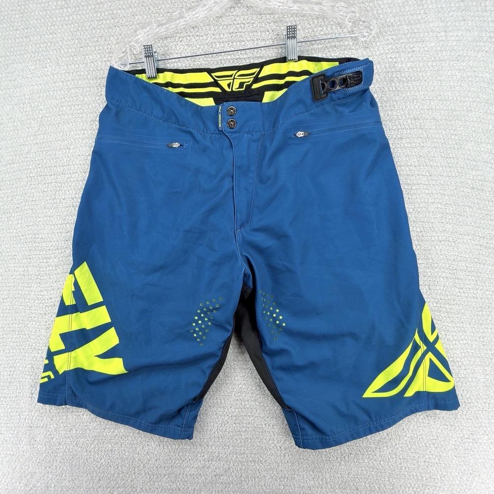 Fly Racing Radium Shorts Mens 34 Teal MTB Motocross Adjustable Waist Cycle Sport
